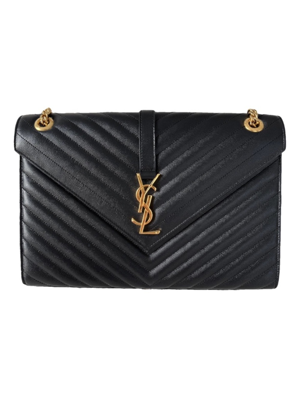 Saint Laurent Black CassandraQuilted Leather Shoulder Bag with Gold YSL Hardware